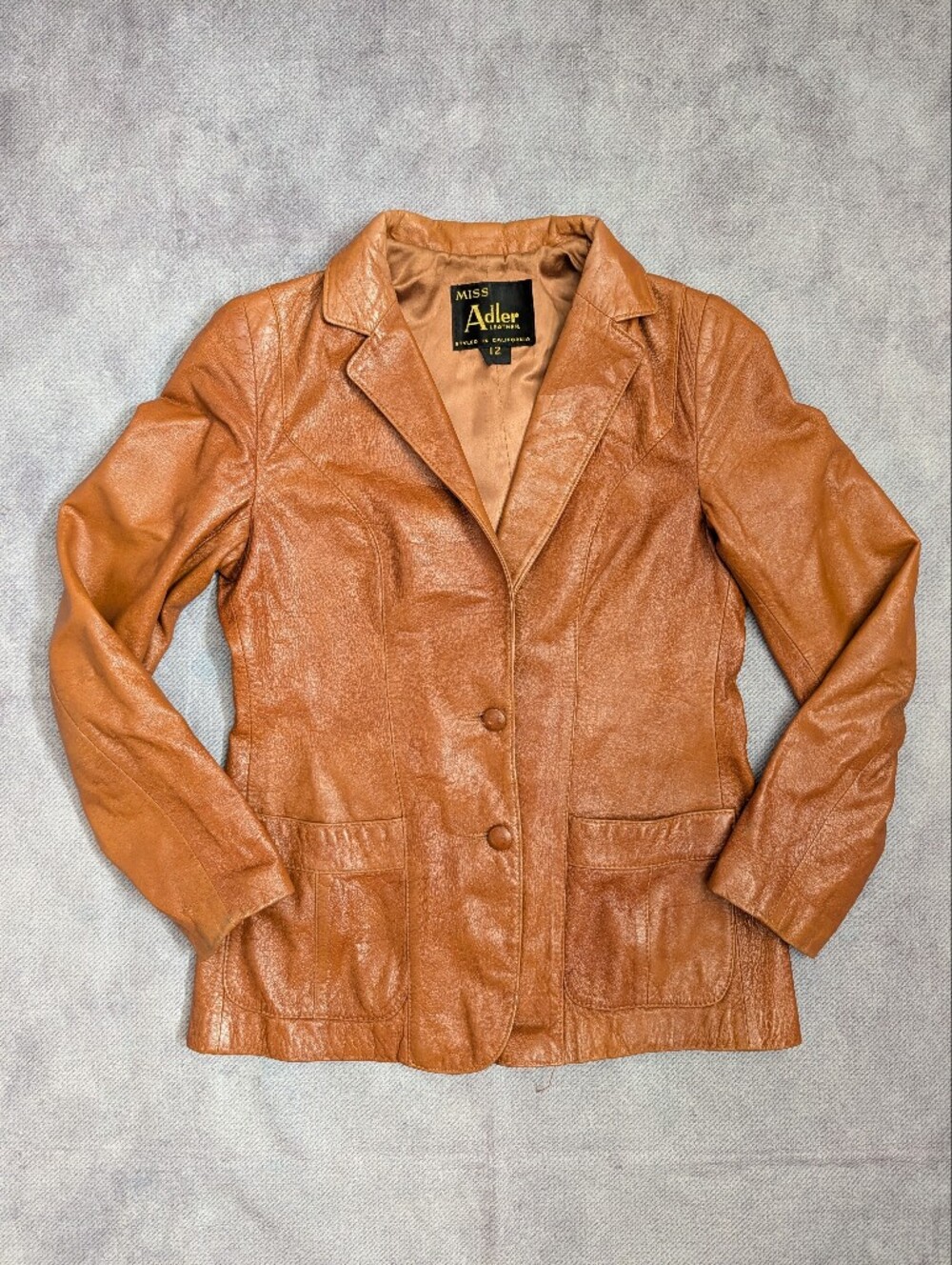 Vintage 1970s Miss Adler Leather Blazer Jacket Tailored Retro Cali Aesthetic 12